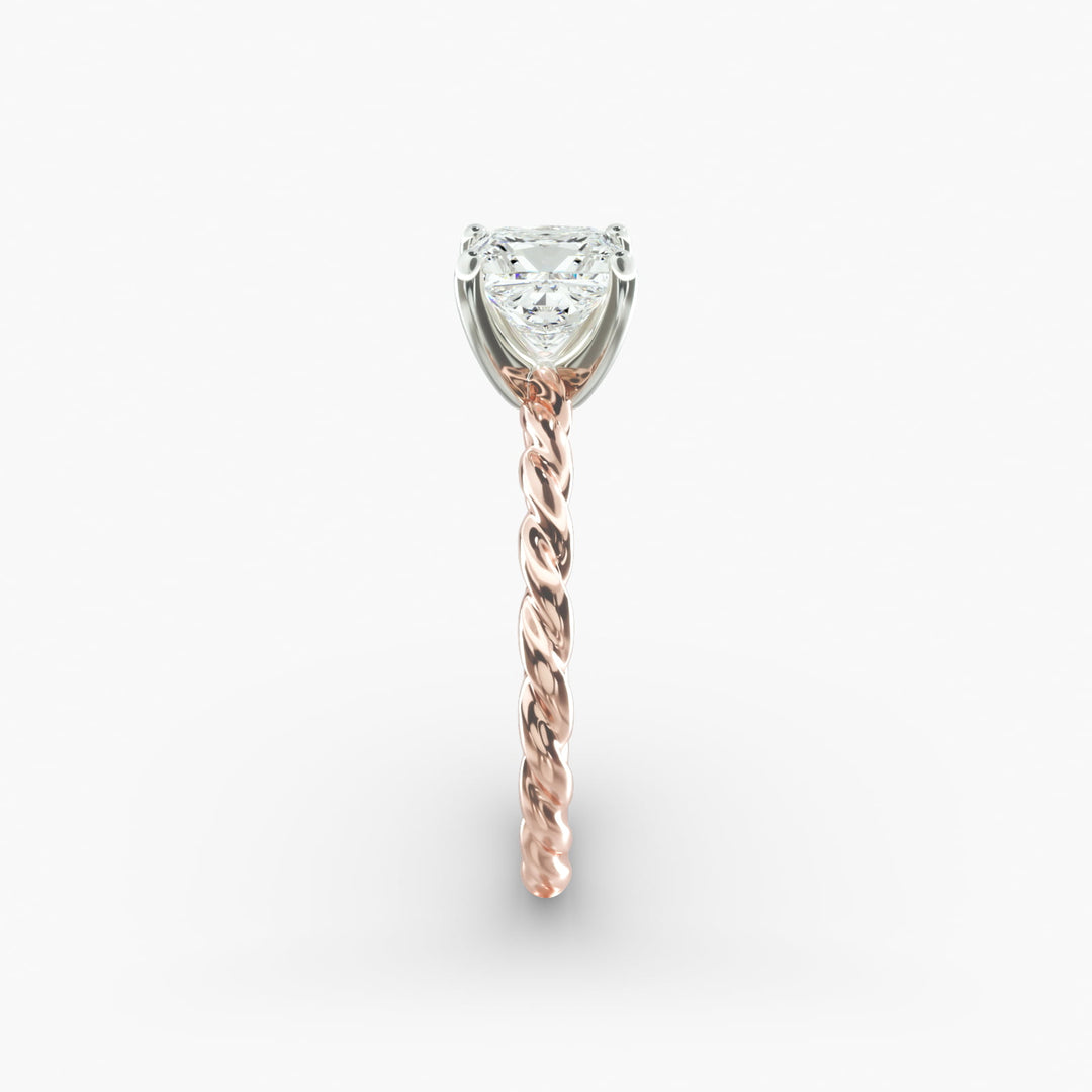 Princess Cut Rope Band Lab-Grown Diamond Ring | 0.50–5.00 Carat | IGI Certified | Yellow, White, Rose Gold