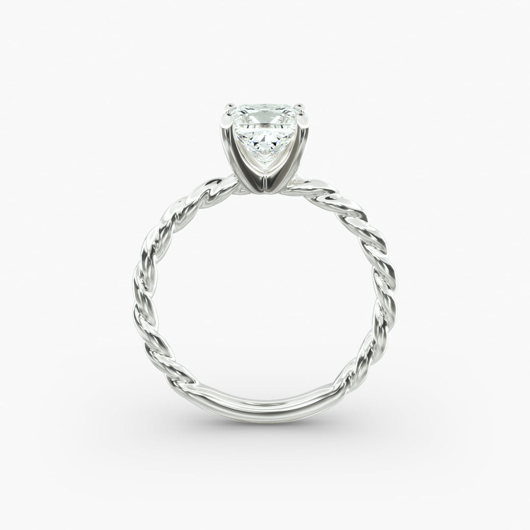 Princess Cut Rope Band Lab-Grown Diamond Ring | 0.50–5.00 Carat | IGI Certified | Yellow, White, Rose Gold
