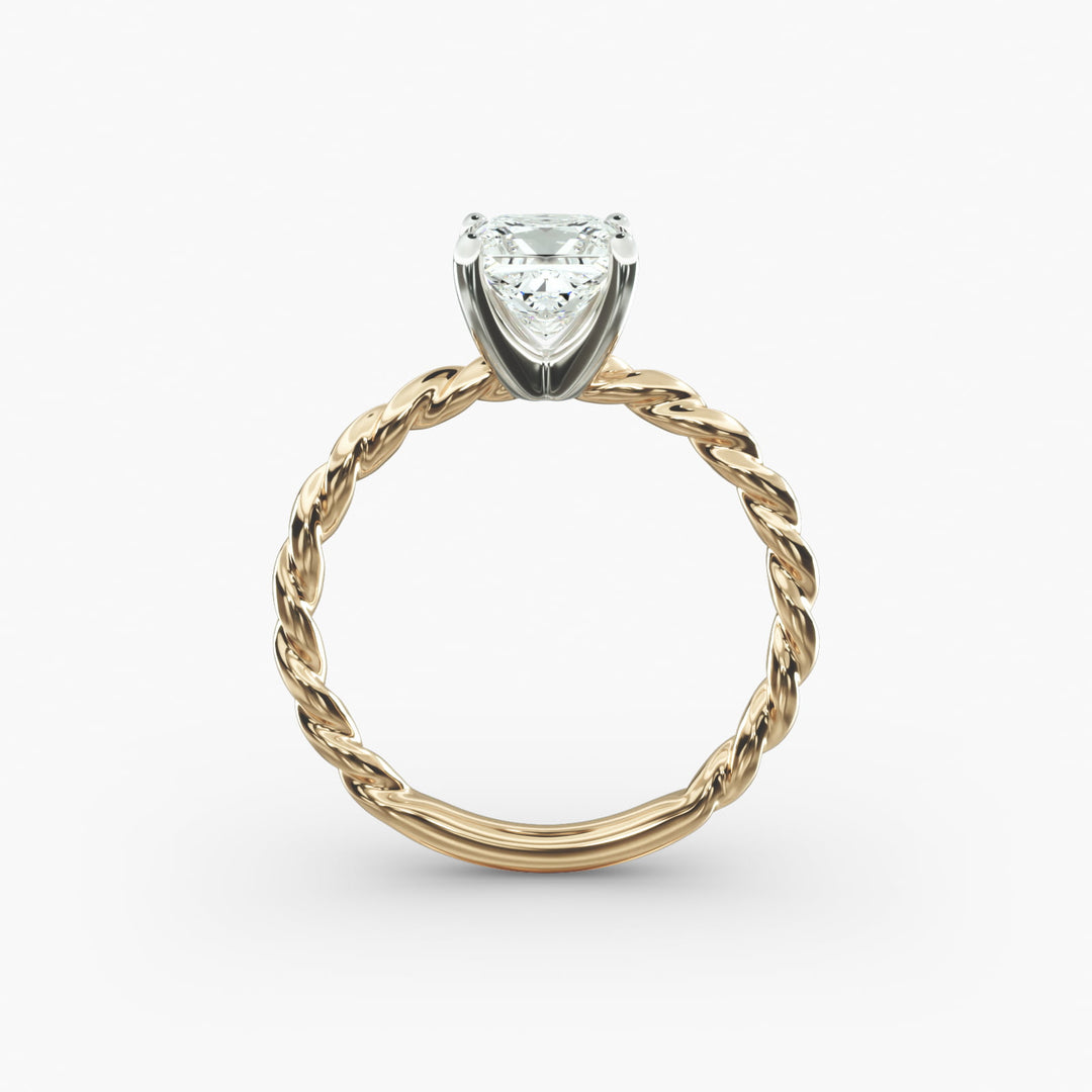 Princess Cut Rope Band Lab-Grown Diamond Ring | 0.50–5.00 Carat | IGI Certified | Yellow, White, Rose Gold