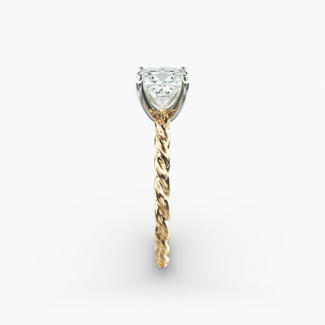 Princess Cut Rope Band Lab-Grown Diamond Ring | 0.50–5.00 Carat | IGI Certified | Yellow, White, Rose Gold