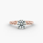 Load image into Gallery viewer, Round Brilliant Lab-Grown Diamond Rope-Style Engagement Ring | Textured Solitaire | IGI Certified | 10K/14K/18K Gold

