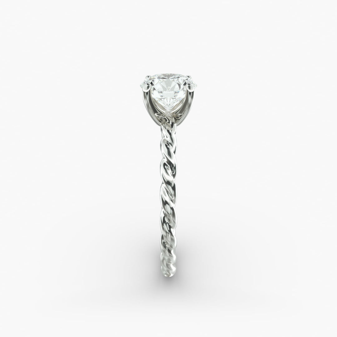 Round Brilliant Lab-Grown Diamond Rope-Style Engagement Ring | Textured Solitaire | IGI Certified | 10K/14K/18K Gold