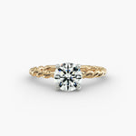 Load image into Gallery viewer, Round Brilliant Lab-Grown Diamond Rope-Style Engagement Ring | Textured Solitaire | IGI Certified | 10K/14K/18K Gold
