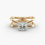Load image into Gallery viewer, Cushion Lab-Grown Diamond Double Band Ring – Modern Designer Style | IGI Certified | 10K/14K/18K Gold
