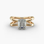 Load image into Gallery viewer, Emerald Lab-Grown Diamond Double Band Ring – Modern Designer Style | IGI Certified | 10K/14K/18K Gold
