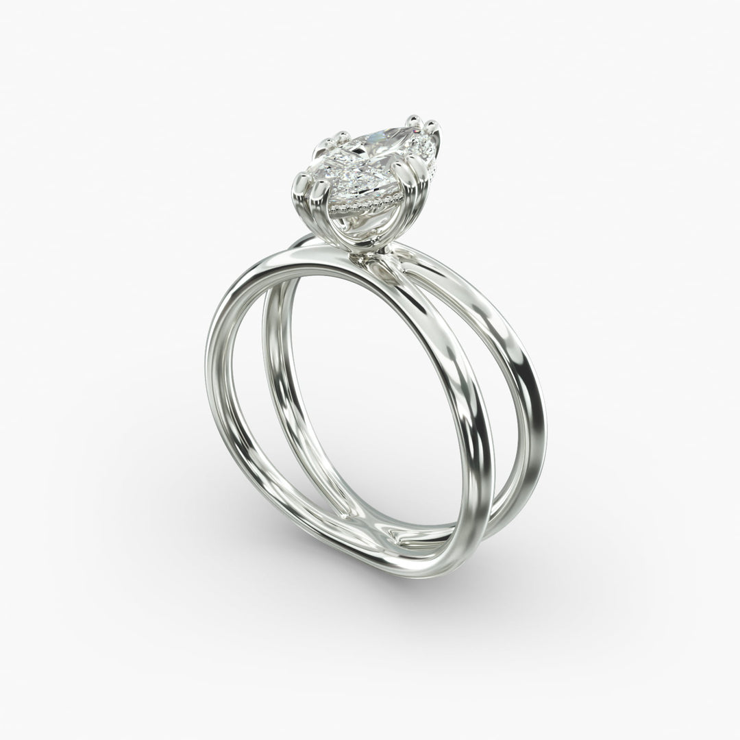 Marquise Lab-Grown Diamond Twisted Double Band Ring – Elegant Designer Style | IGI Certified | 10K/14K/18K Gold