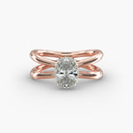 Load image into Gallery viewer, Oval Lab-Grown Diamond Twisted Double Band Ring – Contemporary Elegance | IGI Certified | 10K/14K/18K Gold

