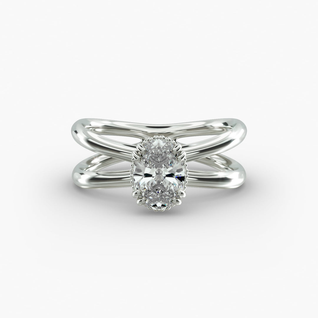 Oval Lab-Grown Diamond Twisted Double Band Ring – Contemporary Elegance | IGI Certified | 10K/14K/18K Gold