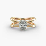 Load image into Gallery viewer, Oval Lab-Grown Diamond Twisted Double Band Ring – Contemporary Elegance | IGI Certified | 10K/14K/18K Gold
