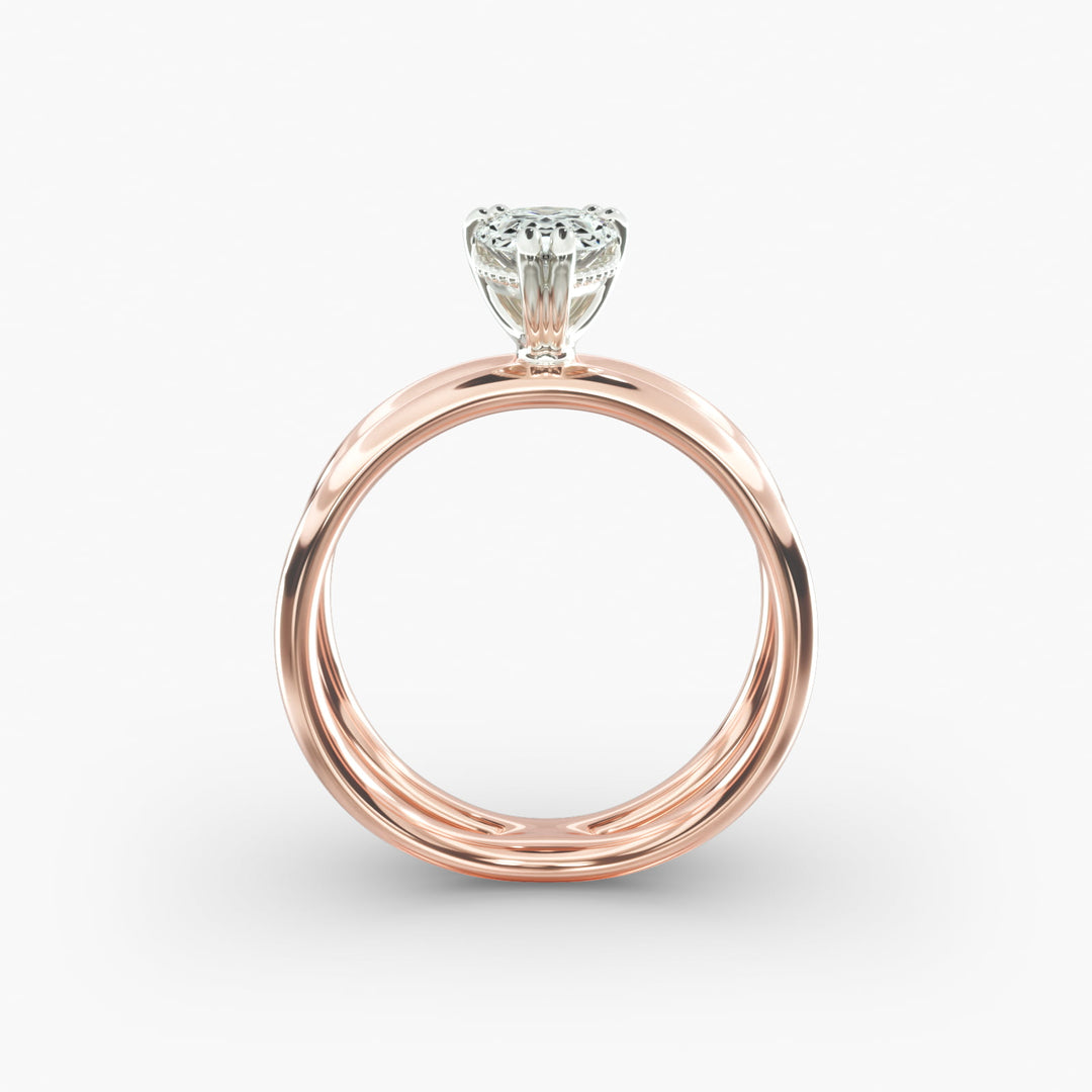 Pear Lab-Grown Diamond Double Band Ring – Chic Designer Look | IGI Certified | 10K/14K/18K Gold
