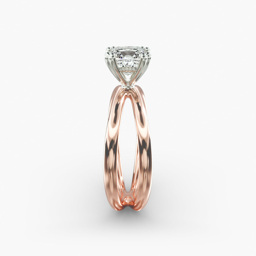 Princess Cut Solitaire Split Shank Lab-Grown Diamond Ring | 0.50–5.00 Carat | IGI Certified | Yellow, White, Rose Gold