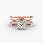 Load image into Gallery viewer, Princess Cut Solitaire Split Shank Lab-Grown Diamond Ring | 0.50–5.00 Carat | IGI Certified | Yellow, White, Rose Gold
