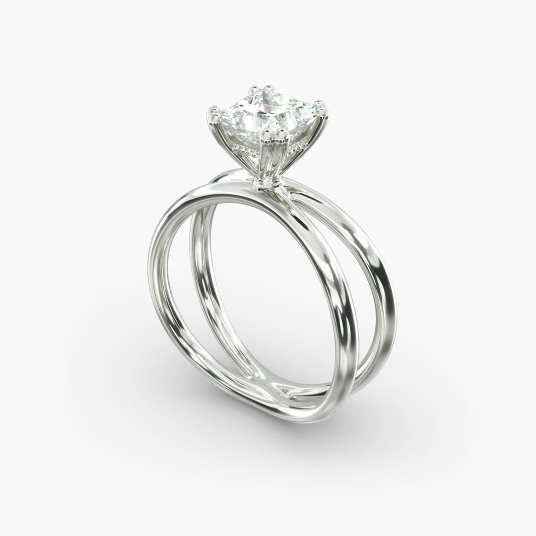 Princess Cut Solitaire Split Shank Lab-Grown Diamond Ring | 0.50–5.00 Carat | IGI Certified | Yellow, White, Rose Gold