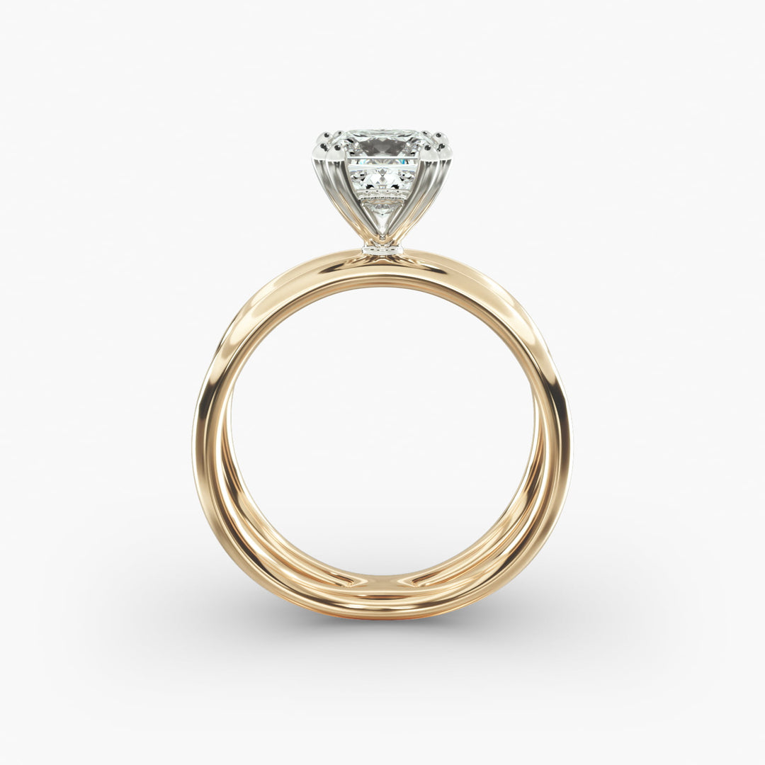 Princess Cut Solitaire Split Shank Lab-Grown Diamond Ring | 0.50–5.00 Carat | IGI Certified | Yellow, White, Rose Gold