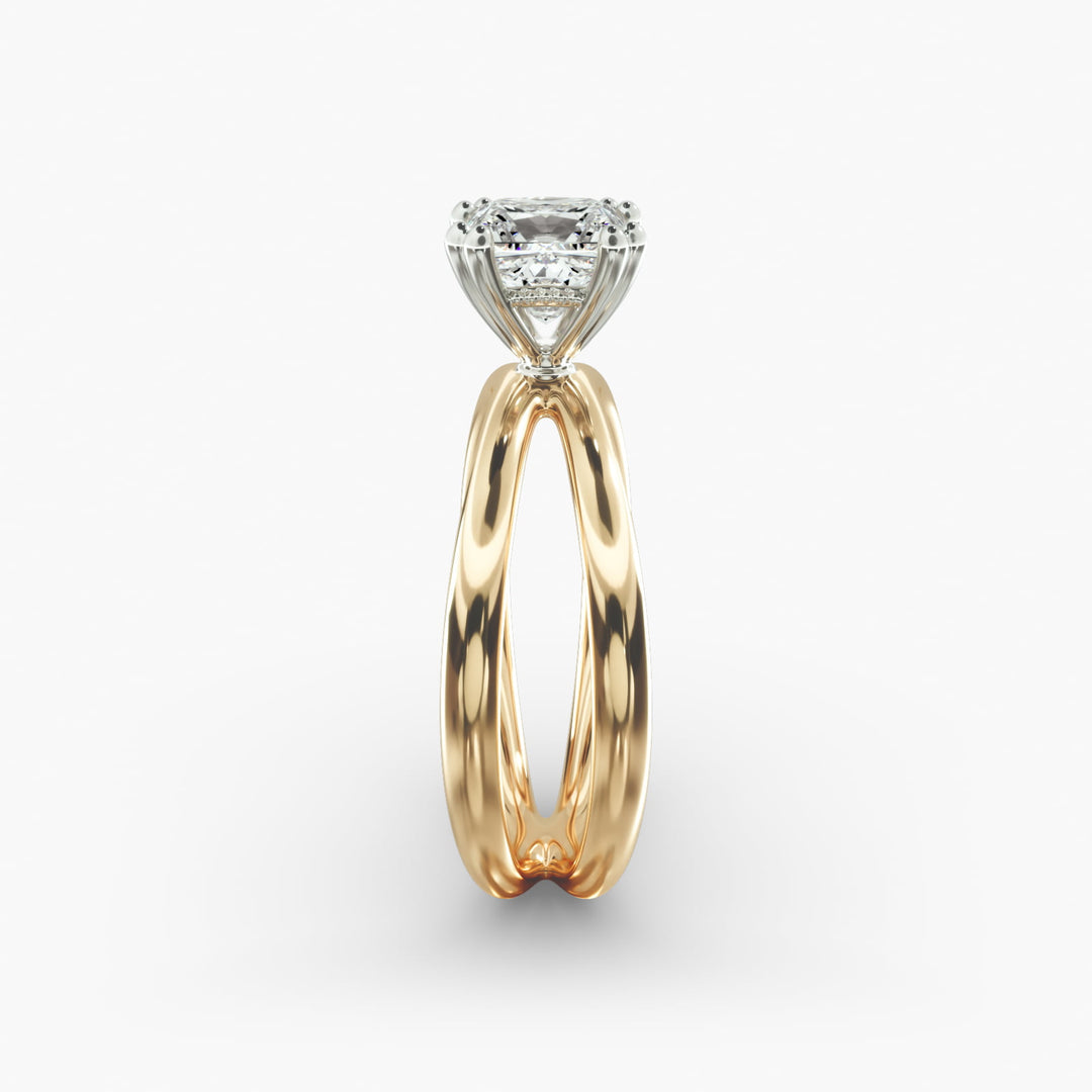 Princess Cut Solitaire Split Shank Lab-Grown Diamond Ring | 0.50–5.00 Carat | IGI Certified | Yellow, White, Rose Gold