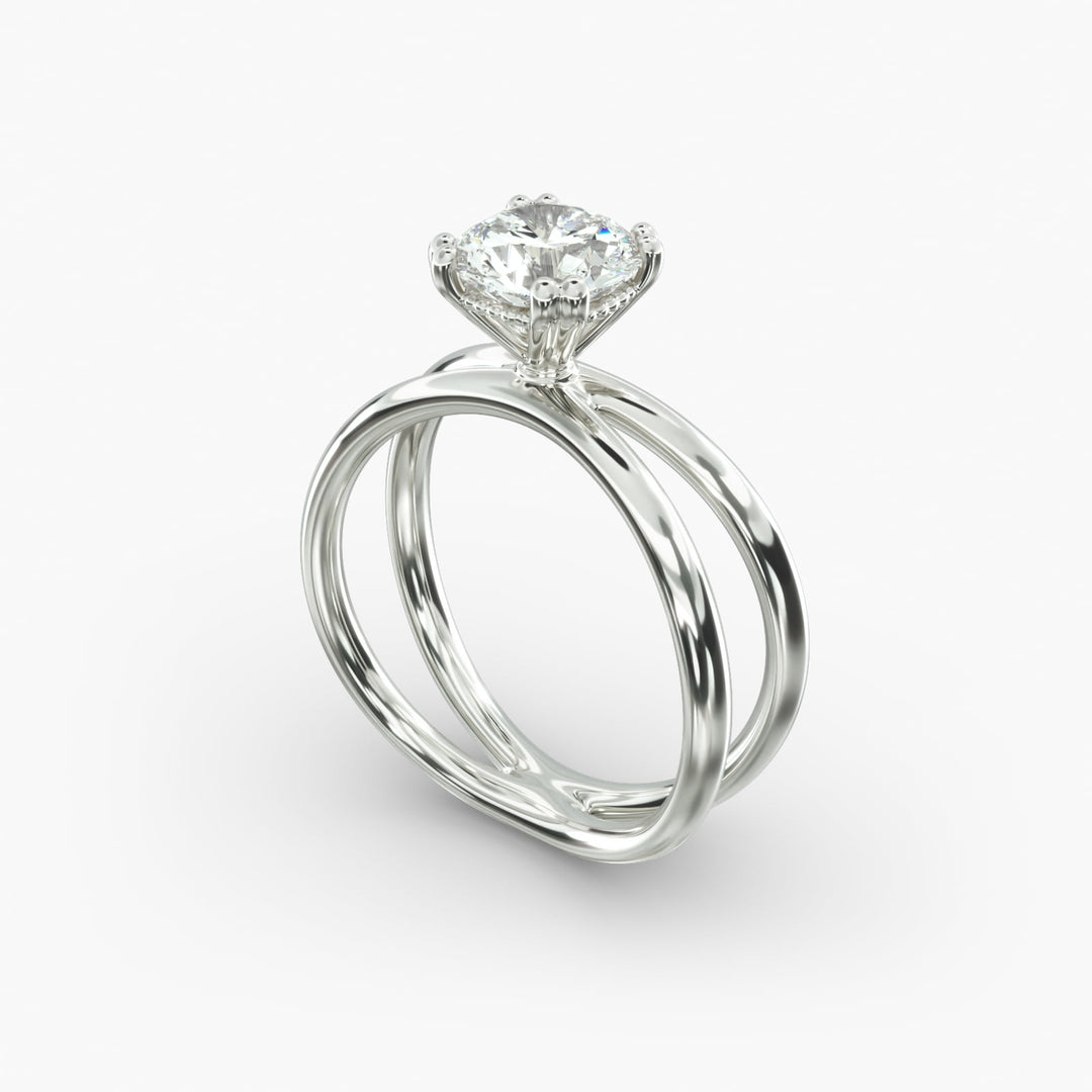 Round Brilliant Lab-Grown Diamond Dual Band Ring – Contemporary Designer Look | IGI Certified | 10K/14K/18K Gold
