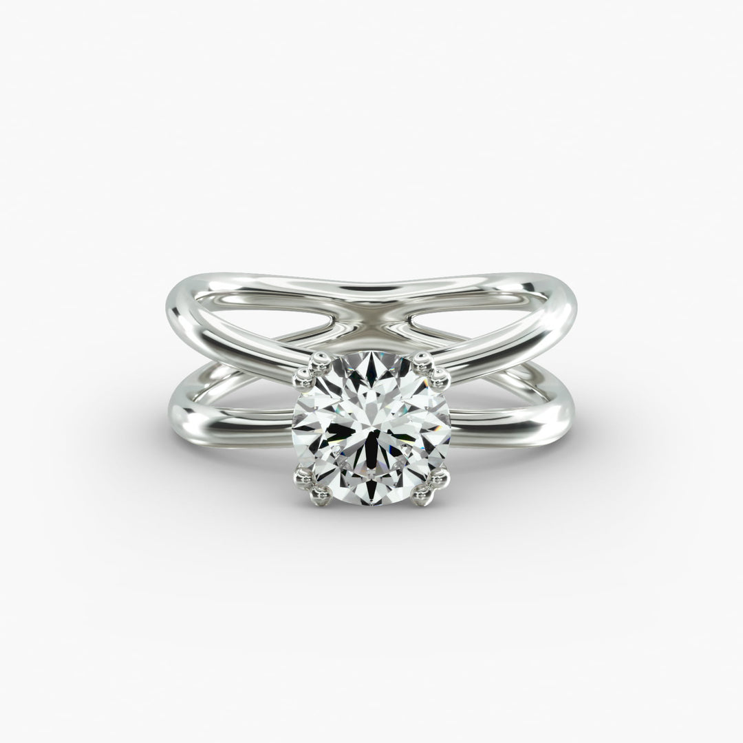 Round Brilliant Lab-Grown Diamond Dual Band Ring – Contemporary Designer Look | IGI Certified | 10K/14K/18K Gold