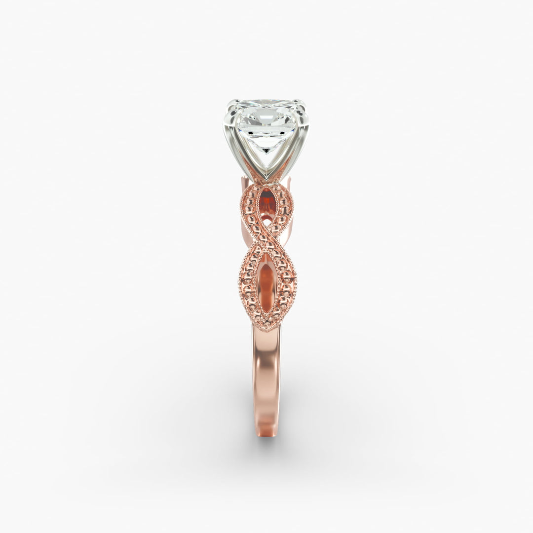 Cushion Lab-Grown Diamond — Milgrain Infinity Band | IGI Certified | 10K/14K/18K Gold