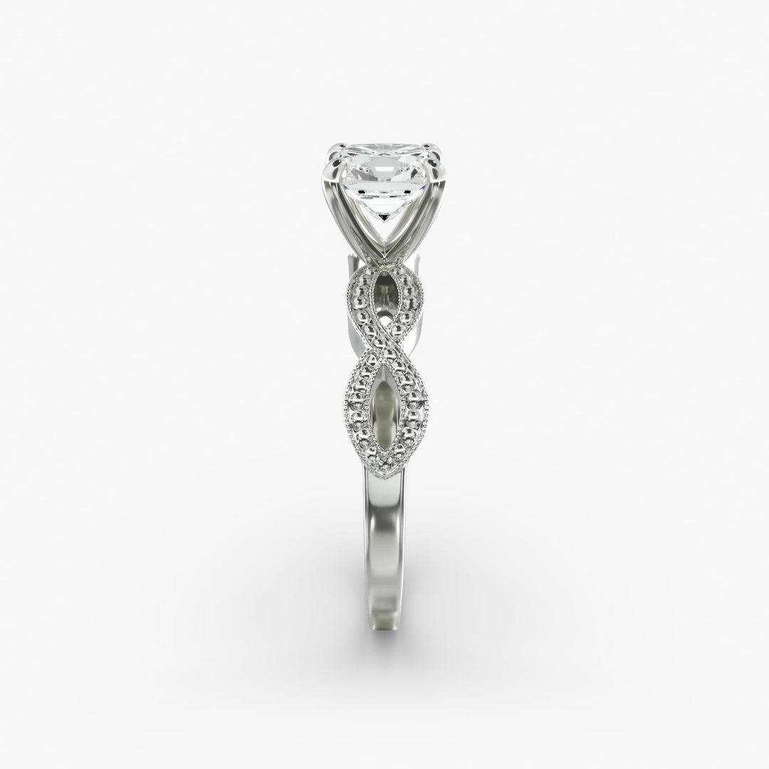 Cushion Lab-Grown Diamond — Milgrain Infinity Band | IGI Certified | 10K/14K/18K Gold