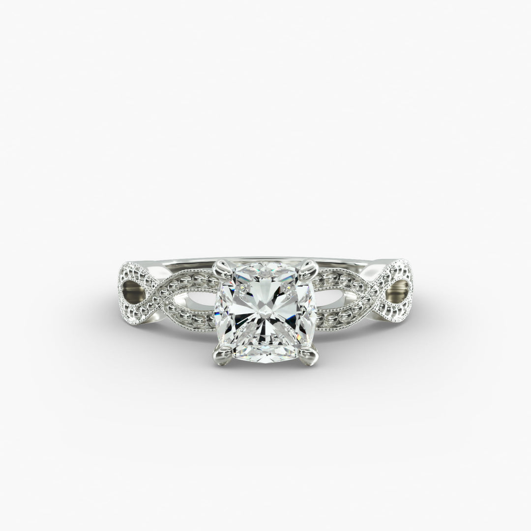Cushion Lab-Grown Diamond — Milgrain Infinity Band | IGI Certified | 10K/14K/18K Gold
