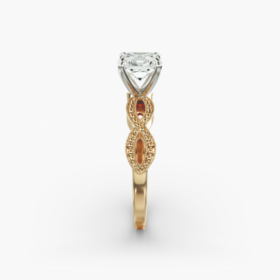 Cushion Lab-Grown Diamond — Milgrain Infinity Band | IGI Certified | 10K/14K/18K Gold