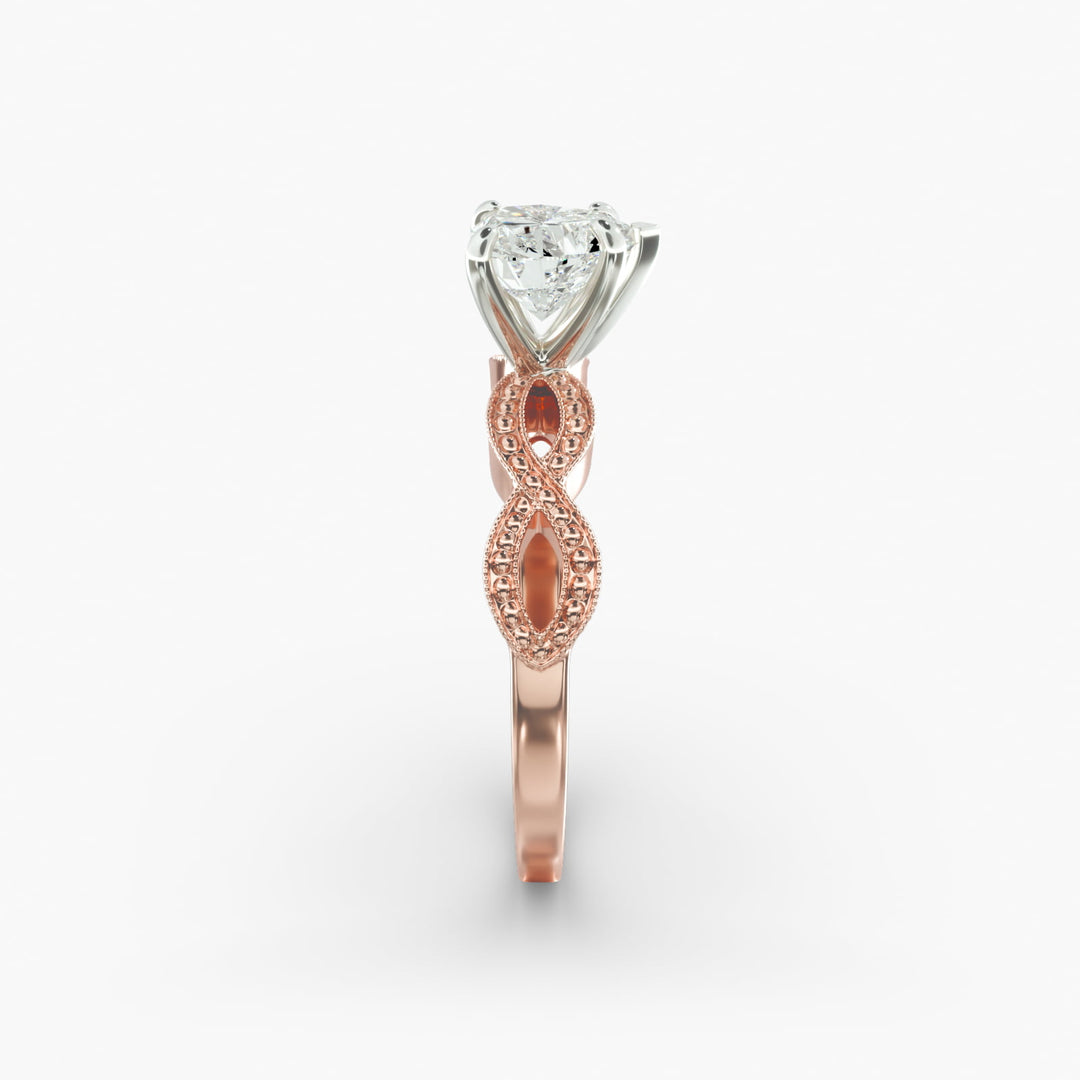 Heart Lab-Grown Diamond Ring – Twisted Milgrain Band | IGI Certified | 10K/14K/18K Gold