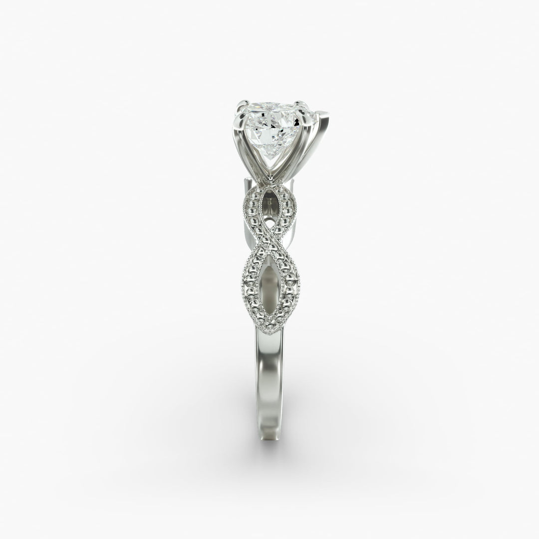 Heart Lab-Grown Diamond Ring – Twisted Milgrain Band | IGI Certified | 10K/14K/18K Gold