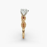 Load image into Gallery viewer, Heart Lab-Grown Diamond Ring – Twisted Milgrain Band | IGI Certified | 10K/14K/18K Gold

