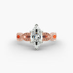 Load image into Gallery viewer, Marquise Lab-Grown Diamond Ring – Twisted Milgrain Band | IGI Certified | 10K/14K/18K Gold
