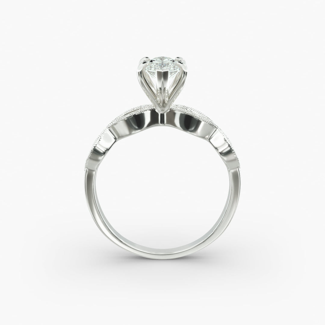 Marquise Lab-Grown Diamond Ring – Twisted Milgrain Band | IGI Certified | 10K/14K/18K Gold