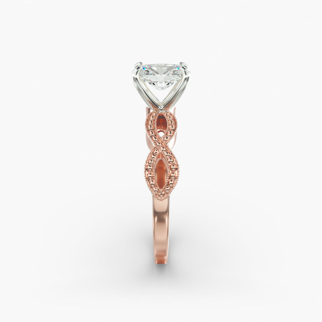 Oval Lab-Grown Diamond Ring – Twisted Milgrain Band | IGI Certified | 10K/14K/18K Gold