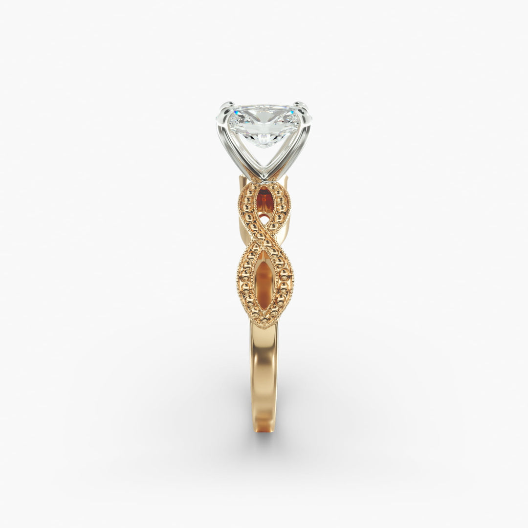 Oval Lab-Grown Diamond Ring – Twisted Milgrain Band | IGI Certified | 10K/14K/18K Gold