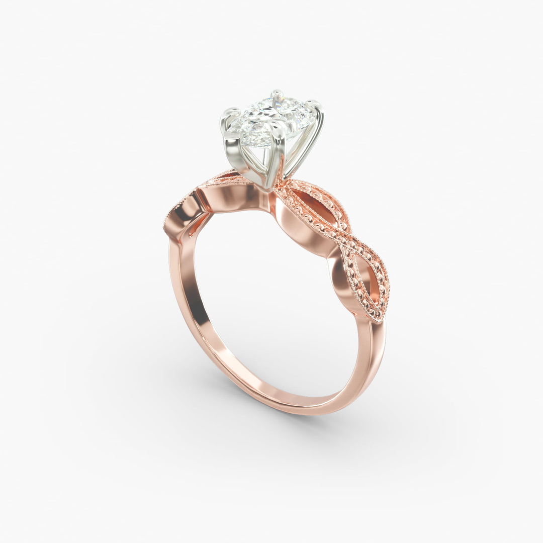 Pear Shape Lab-Grown Diamond Twisted Band Ring with Milgrain | IGI Certified | 10K/14K/18K Gold