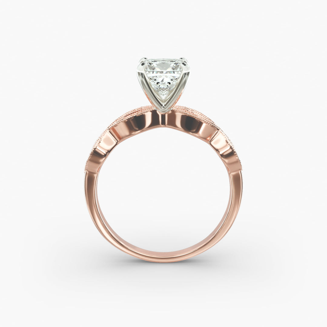 Princess Cut Milgrain Twisted Lab-Grown Diamond Ring | 0.50–5.00 Carat | IGI Certified | Yellow, White, Rose Gold