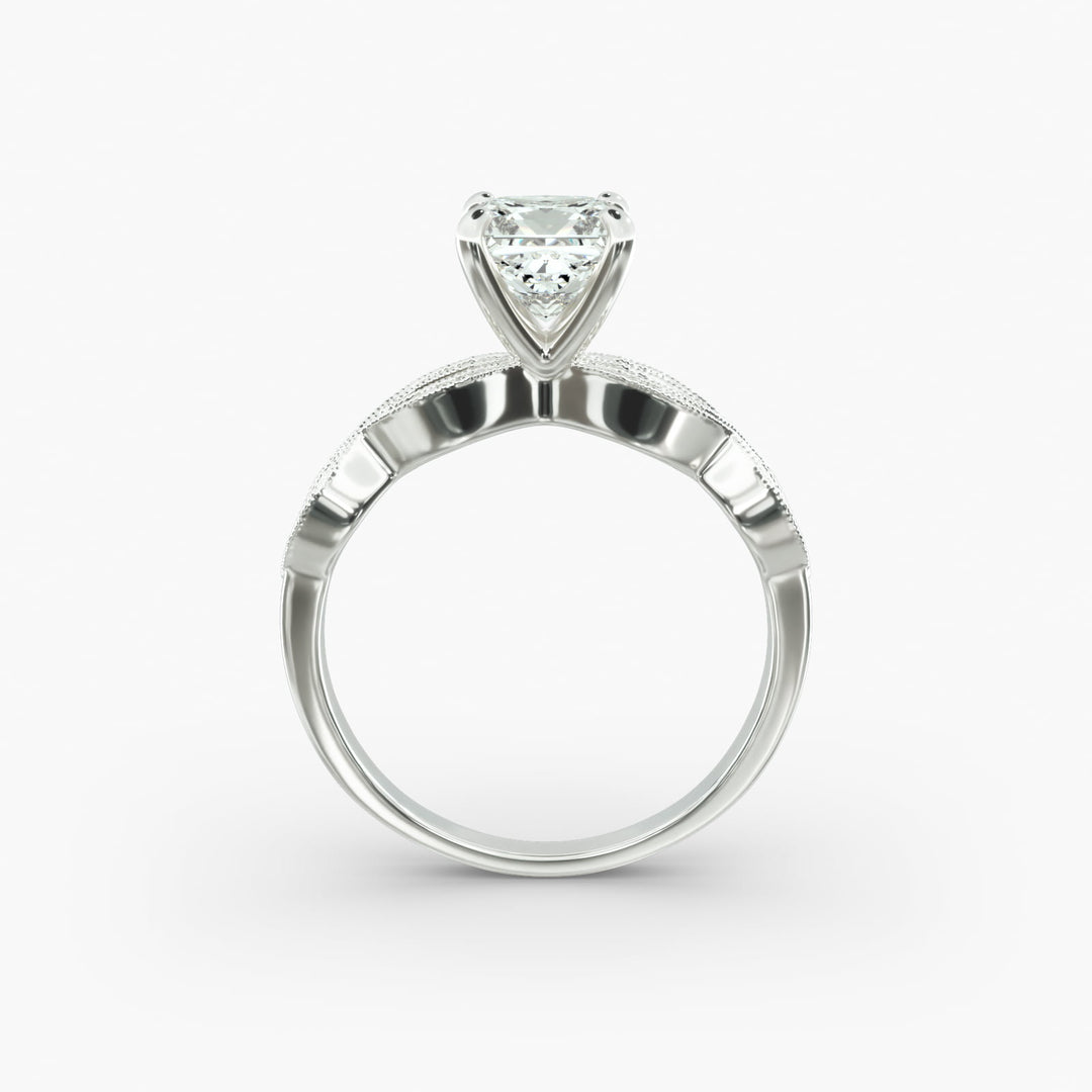 Princess Cut Milgrain Twisted Lab-Grown Diamond Ring | 0.50–5.00 Carat | IGI Certified | Yellow, White, Rose Gold