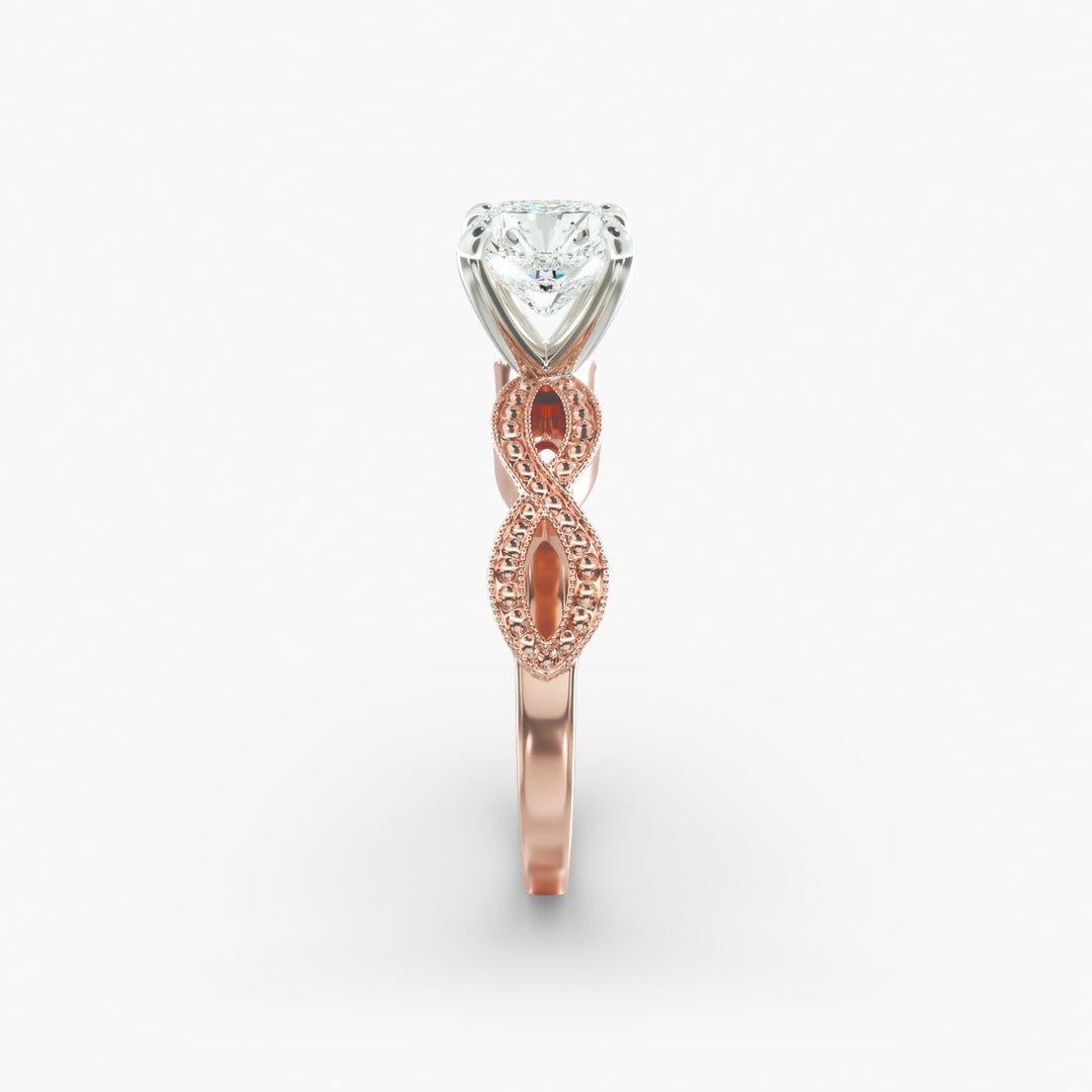 Radiant Cut Lab-Grown Diamond Infinity Twist Ring with Milgrain | IGI Certified | 10K/14K/18K Gold