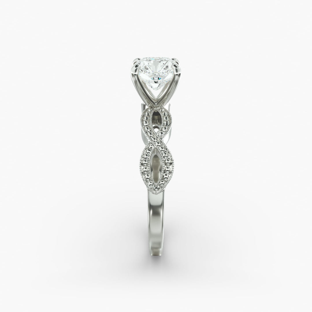 Radiant Cut Lab-Grown Diamond Infinity Twist Ring with Milgrain | IGI Certified | 10K/14K/18K Gold