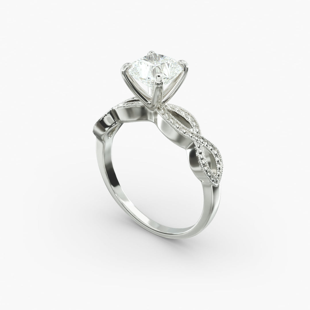 Radiant Cut Lab-Grown Diamond Infinity Twist Ring with Milgrain | IGI Certified | 10K/14K/18K Gold