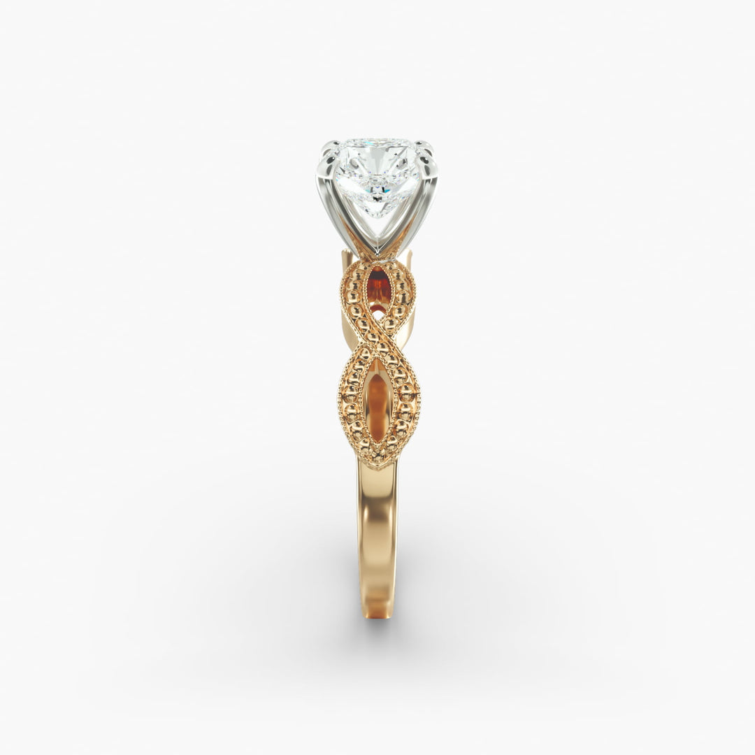 Radiant Cut Lab-Grown Diamond Infinity Twist Ring with Milgrain | IGI Certified | 10K/14K/18K Gold