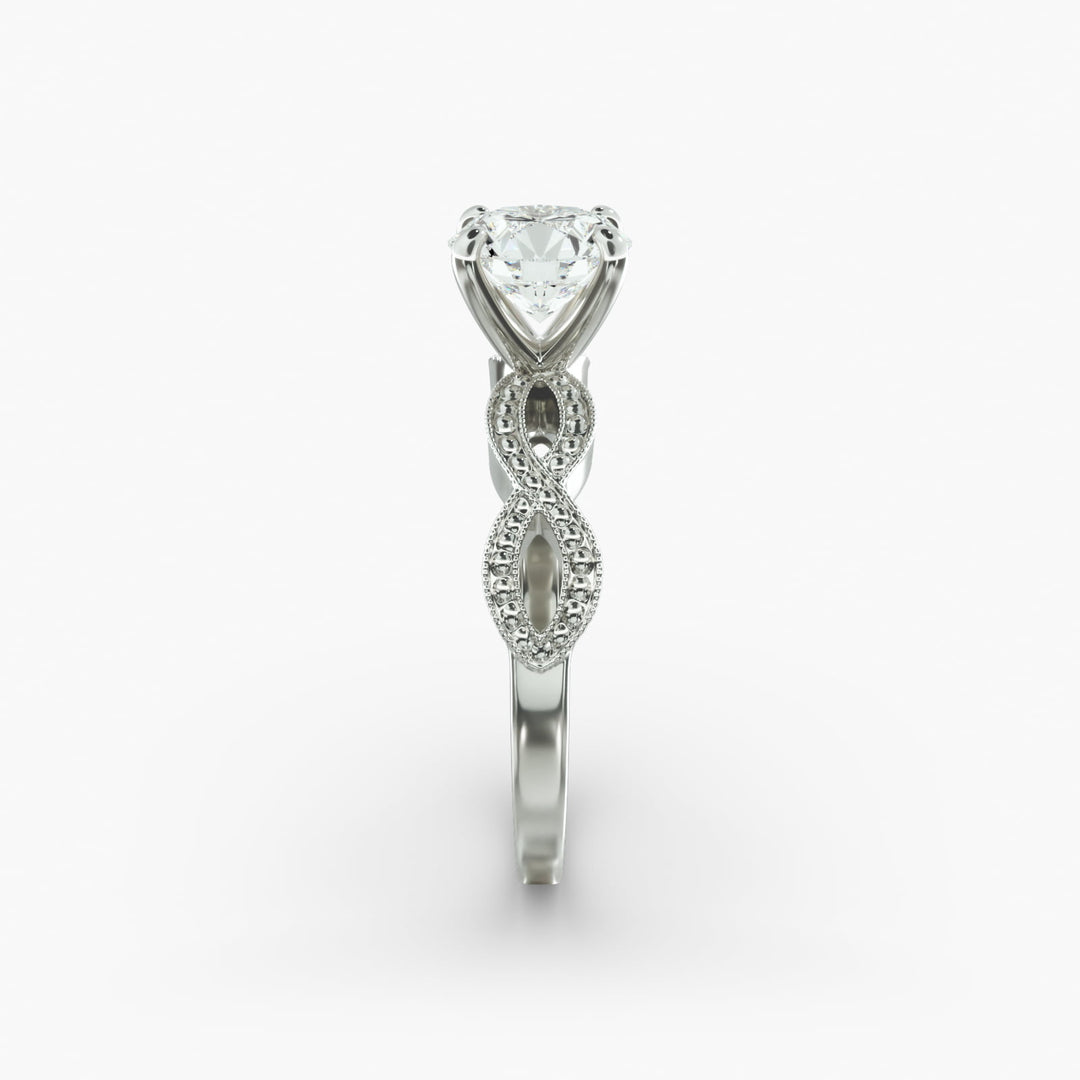 Round Brilliant Lab-Grown Diamond — Milgrain Infinity Band | IGI Certified | 10K/14K/18K Gold