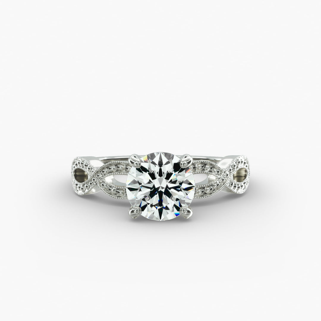 Round Brilliant Lab-Grown Diamond — Milgrain Infinity Band | IGI Certified | 10K/14K/18K Gold