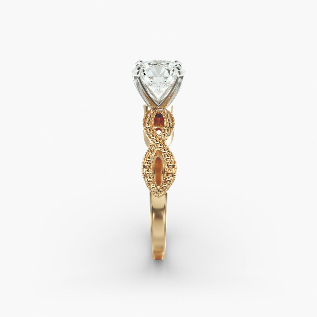 Round Brilliant Lab-Grown Diamond — Milgrain Infinity Band | IGI Certified | 10K/14K/18K Gold