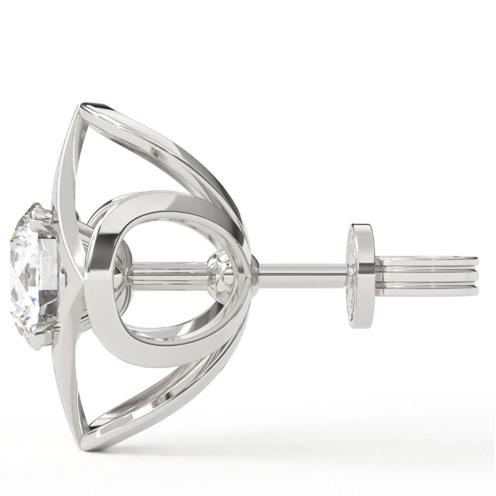 Round Lab Grown Diamond Stud Earrings 0.94 CTW in 10K 14K 18K White Yellow Rose Gold