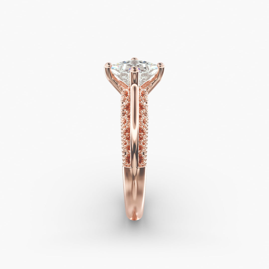 Princess Cut Milgrain Design Lab-Grown Diamond Ring | 0.50–5.00 Carat | IGI Certified | Yellow, White, Rose Gold