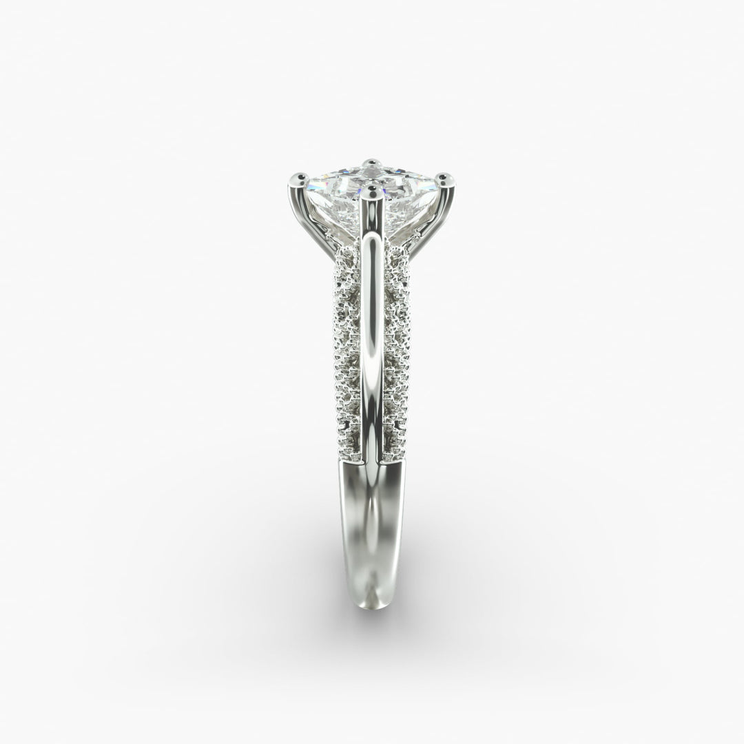 Princess Cut Milgrain Design Lab-Grown Diamond Ring | 0.50–5.00 Carat | IGI Certified | Yellow, White, Rose Gold