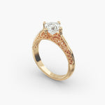 Load image into Gallery viewer, Princess Cut Milgrain Design Lab-Grown Diamond Ring | 0.50–5.00 Carat | IGI Certified | Yellow, White, Rose Gold
