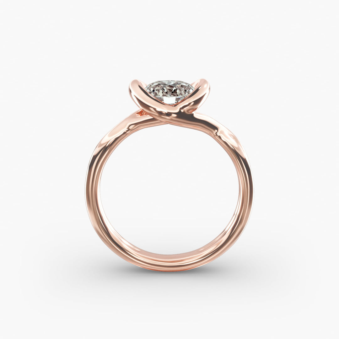 Round Brilliant Lab-Grown Diamond Twisted Dual Band Ring – Modern Luxury | IGI Certified | 10K/14K/18K Gold