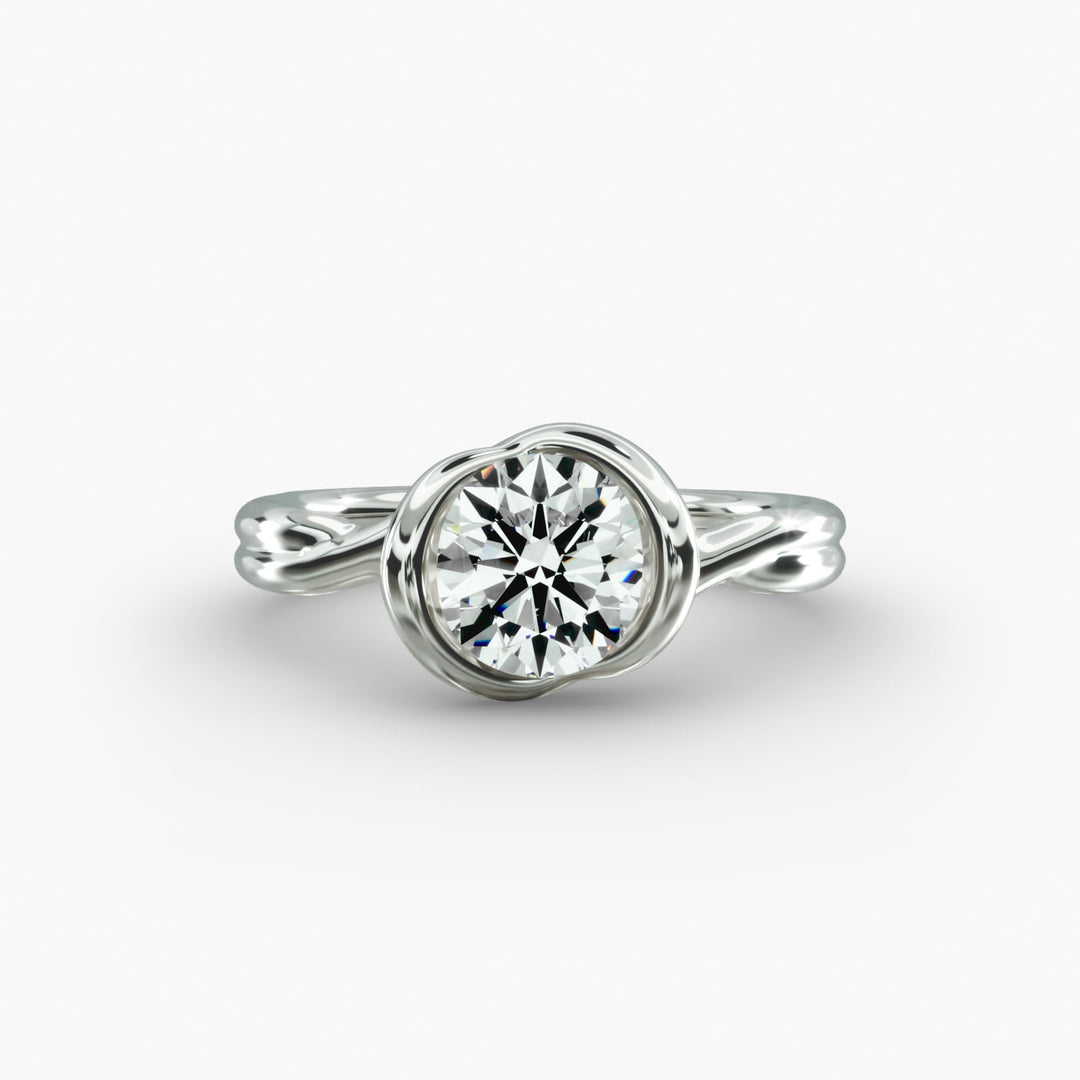 Round Brilliant Lab-Grown Diamond Twisted Dual Band Ring – Modern Luxury | IGI Certified | 10K/14K/18K Gold