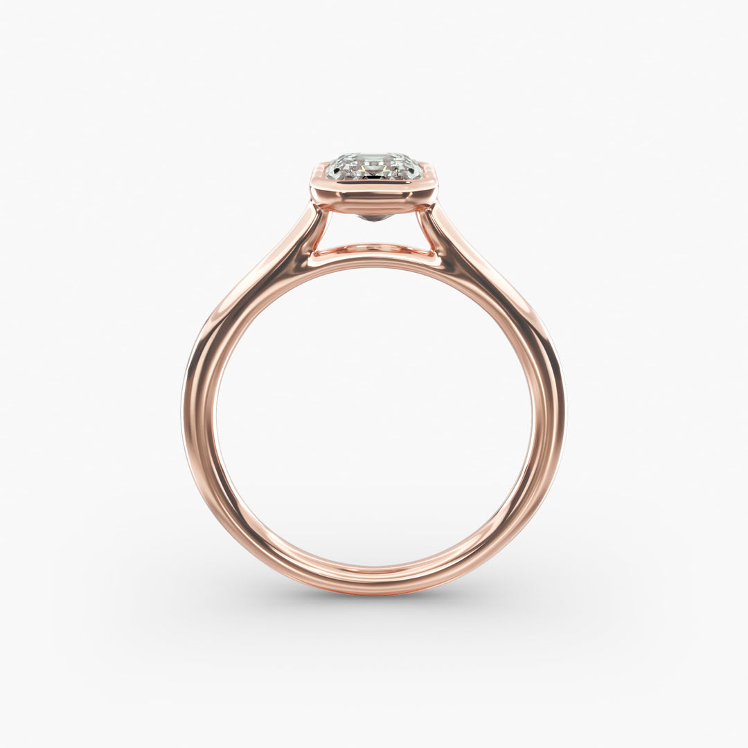Emerald Lab-Grown Diamond Bezel-Set Engagement Ring | Modern Solitaire | IGI Certified | 10K/14K/18K Gold