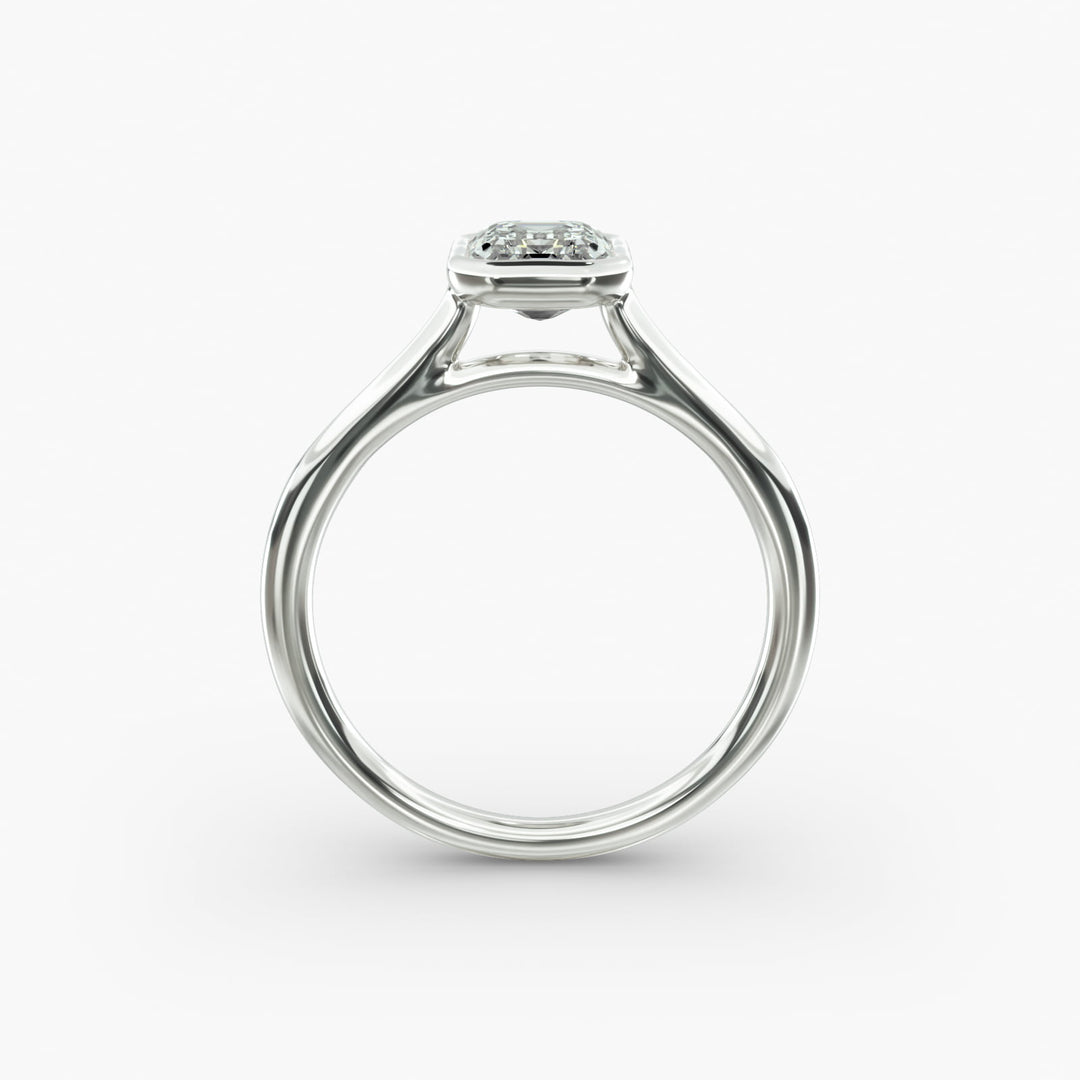 Emerald Lab-Grown Diamond Bezel-Set Engagement Ring | Modern Solitaire | IGI Certified | 10K/14K/18K Gold